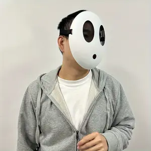 Unique Adorable Pure White Shy Expression Mask, Creepy Full Face Mask For Introverted Men & Women, Halloween Funny Dress Up Accessories, Cosplay Costume Props, Bar Club Rave Party Decors Photography Stage Performance Accessories