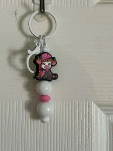 Beaded Highland Cow Keychain
