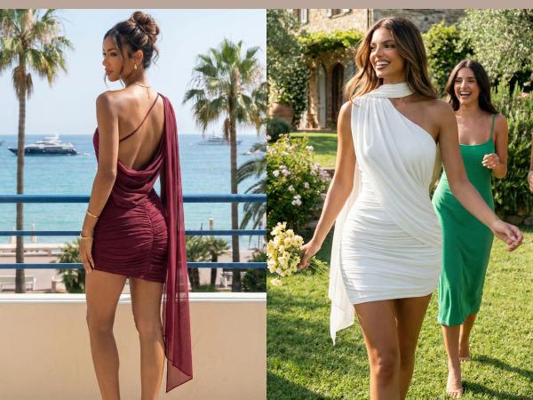 CurvySweet SDK0630A Elegant Sexy One-Shoulder Ruched Bodycon Mini Dress with Adjustable Strap, Draped Design & Backless Style — Perfect for Parties, Cocktails & Evening Events