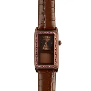 Origami Owl Storyteller Chocolate Living Locket Watch With Lilac Shadow Crystals + Brown Croc Leather Band