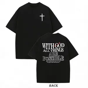 Faith Graphic Tee for Men – Double-Sided Cross Print, Vintage Hip-Hop Streetwear T-Shirt