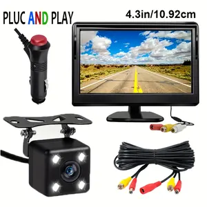 4.3-inch Monitor and Car Backup Camera Kit, Plug-and-Play - Simple installation, even beginners can set it up quickly. clearer night vision. Suitable for small to medium-sized vehicles like sedans, SUVs, pickup trucks, and RVs.
