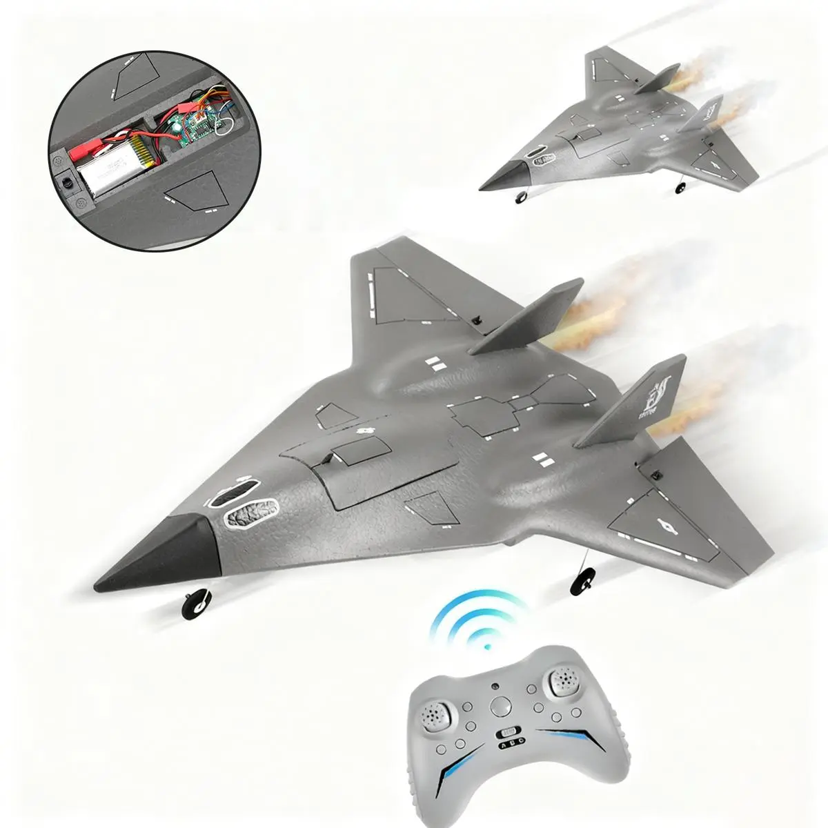 FX9672 Stunt-Capable RC Jet Airplane, 4CH, 6-Axis Gyro, 2.4G Wireless Remote Control, Concealed Culvert Design, Powerful Motors Electric Aircraft (Toys & Hobbies), Stunt-Capable Aeroplanes, Unisex, 100 Meters