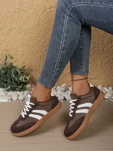 Women's Round Toe Casual Shoes, Low Heel Waterproof Non-Slip Flat Sole, Comfortable Sport Style, Spring & Fall Versatile Thick Bottom