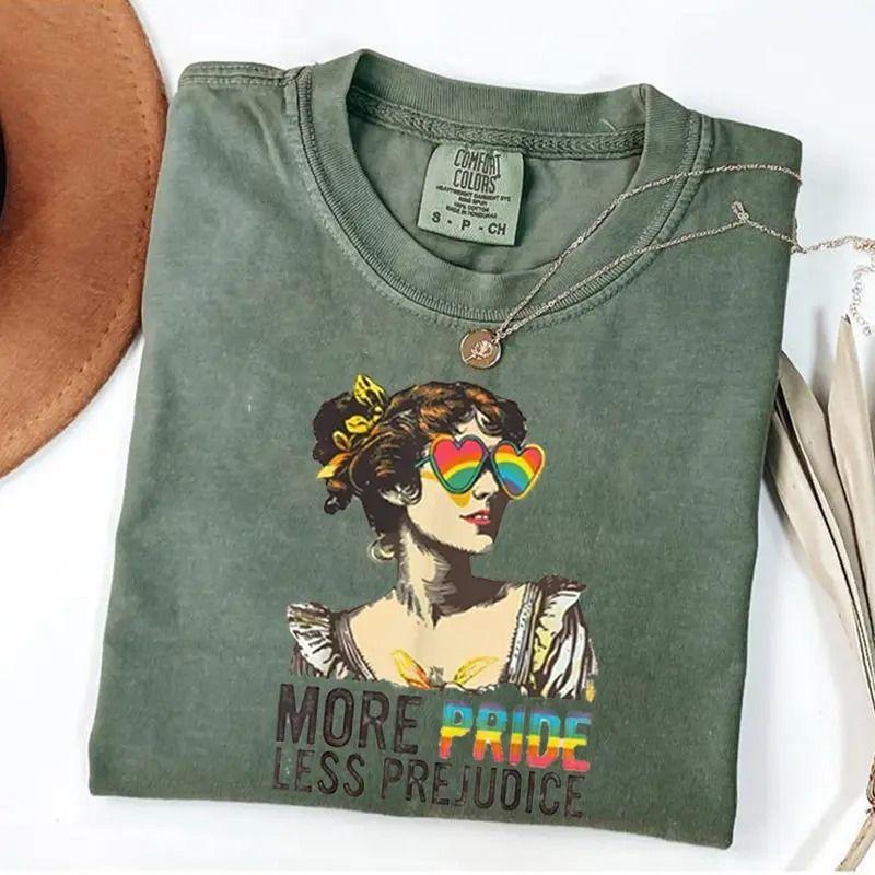 Comfort Colors More Pride Less Prejudice LGBTQ Pride Month Tee, Proud Ally Gift Shirt, Adrian Originals Garment-Dyed Cotton T-shirt Made In The USA