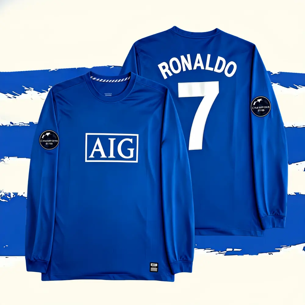 #7 Ronaldo 07-09 Home and Away Blue/Red Fan Edition Long-Sleeve Soccer Jersey