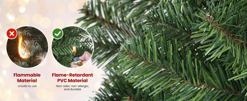 【Clearance Sale】SHareconn 6.5 FT Pre-Lit Hinged Christmas Tree with Warm White & RGB Lights PE+PVC Branch Tips Ideal Xmas Decoration Eco-Friendly Durable LED Lantern Ornaments