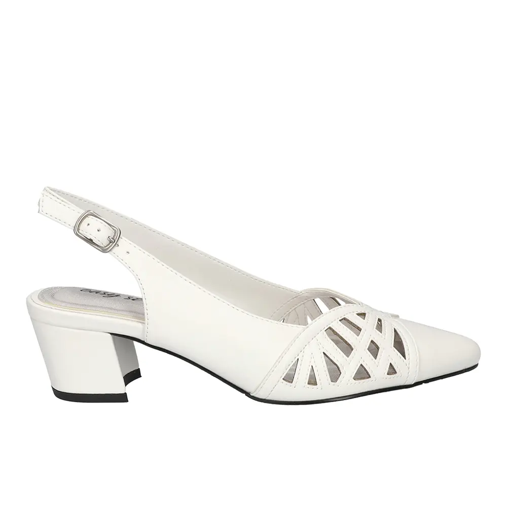 Easy Street Womens Bizzy Pointed Toe Slingback Pumps Dress Casual Low Heel 1-2" - White
