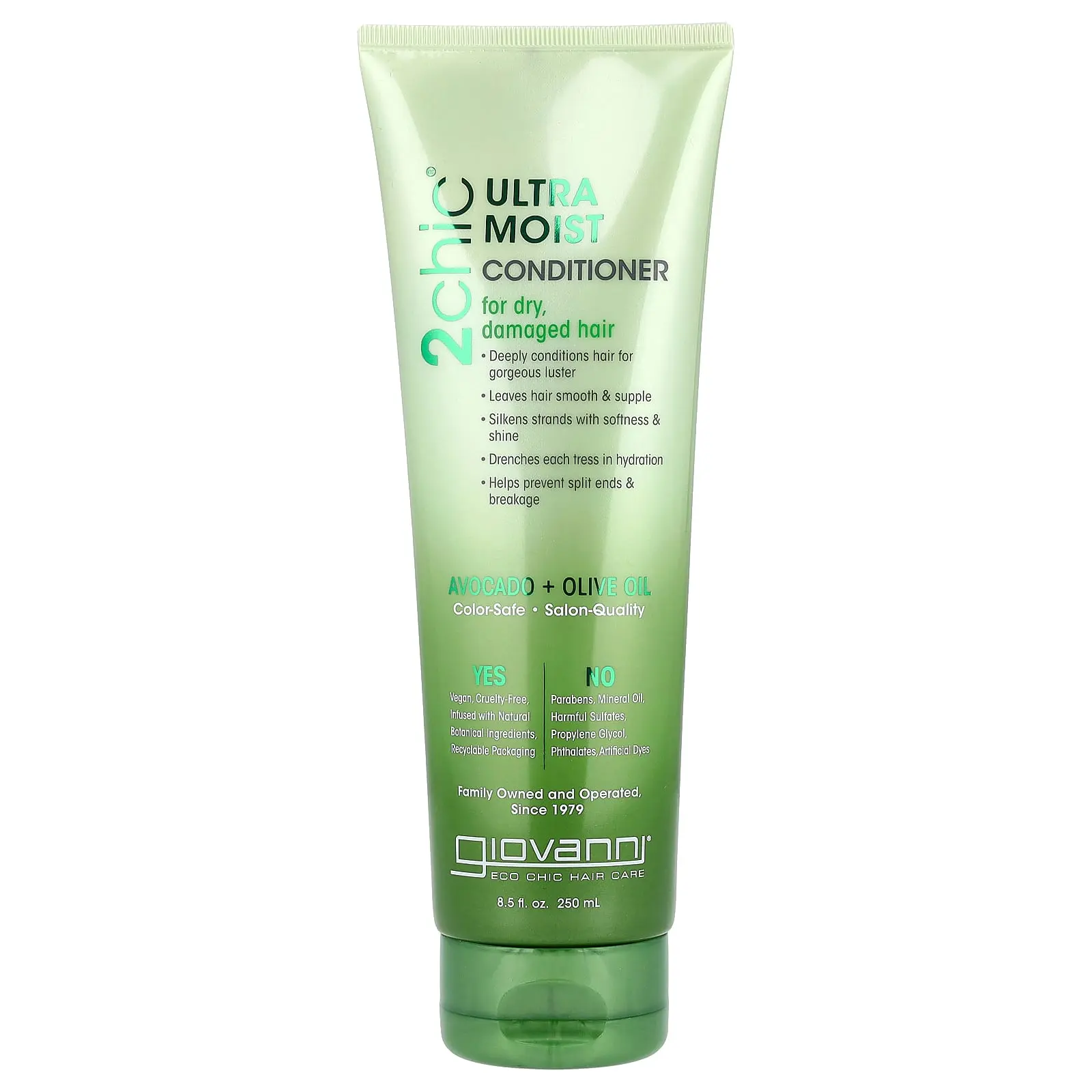 Giovanni 2chic®, Ultra Moist Conditioner, For Dry, Damaged Hair, Avocado + Olive Oil, 8.5 fl oz (250 ml)