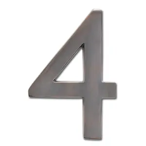 Architectural Mailboxes 3582DC Number 4 Solid Cast Brass 4 inch Floating House Number Dark Aged Copper "4"