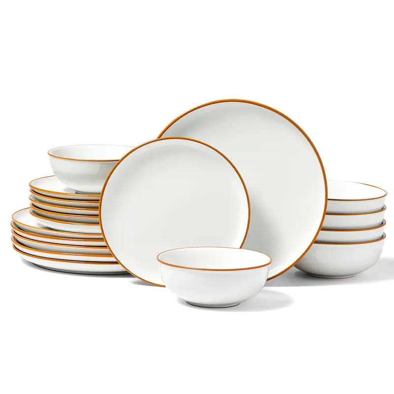 VEVOR Casual Dining Plate Set - 18 PCS Bundle Multi-Item Tableware Set for 6, Scratch-Resistant Ceramic, Dishwasher & Microwave Safe, White (Ideal for Dessert, Salad)