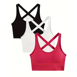 SERACAL 3-Pack Backless Cami with Removable Pads | Sexy Adjustable Crisscross Strap Top | Versatile Layering & Going-Out Top