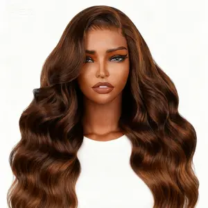 Cliclihair Chocolate Brown 4x4 HD Transparent Body Wave/Water Wave/Straight Lace Front Wigs Human Hair Pre Plucked With Baby Hair for Women Cosplay