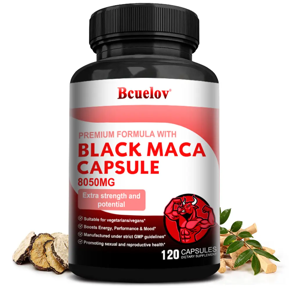 Bcuelov Black Maca health supplement,Supports energy, performance, and vitality.120 Capsules