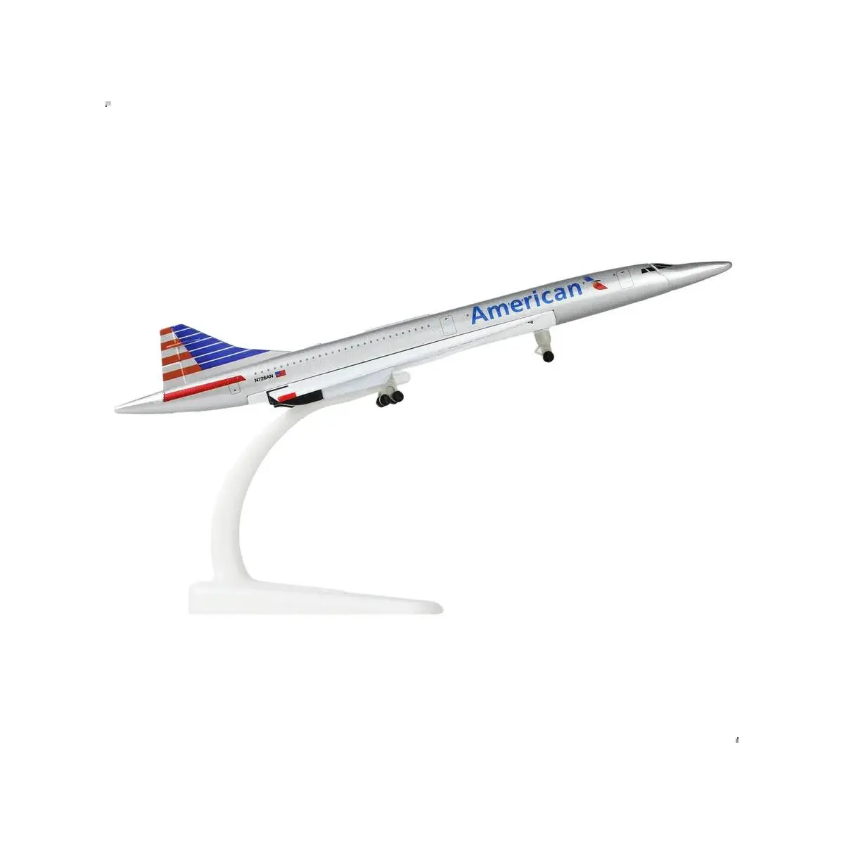 Concorde Airplane Model - AA Livery, 1/300 Scale, 20 cm Metal Alloy Collectible with Display Stand