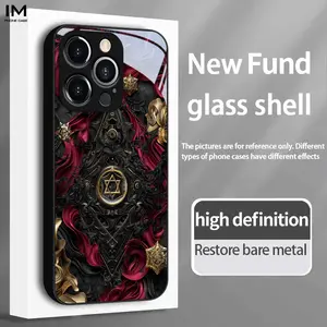 Gold Star Symbol Wallpaper Print Phone Case, Ultra Transparent Glass Craft, Compatible with iPhone Series 7-17 Plus Pro Max