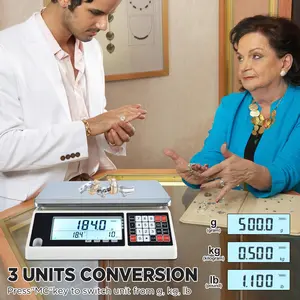 Industrial Counting Scale (30kg, 0.5g) Precision Electronic Gram Scale for Parts and Coins Piece Counting Scale, Digital Inventory Counting Scale with Built-in Battery (g/kg/lb)