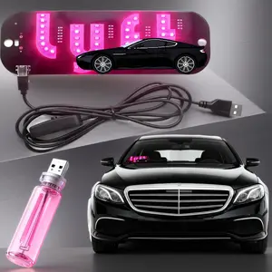 Car LED Touch Control USB Night Light, Pink Taxi Sign Light with Suction Cups & Flashing Hook, Car Interior Decoration Accessories (1 Touch Light + 1 Car Sign)