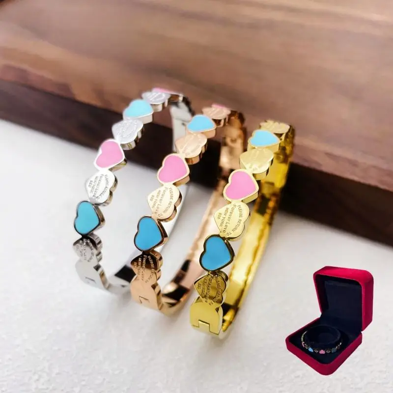 [Forever & Love] Titanium Steel Cuff Bracelet for Women, Durable Open Bangle, No Fading Jewelry