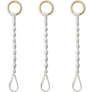 Hardware tools 3 Pcs Adjustable Macrame Plant Hanger Extenders with Wooden Ring Handmade Woven Hanging Basket Extension Connectable Rope Hanging Plant Extender for Outdoor Indoor Plants Pot Holder Home Decor