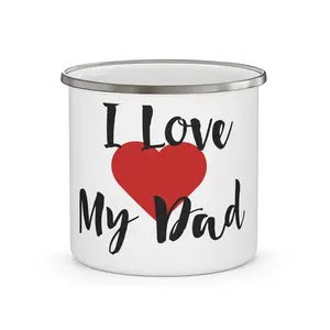 I Love My Dad Enamel Mug | Heart Dad Camping Coffee Cup