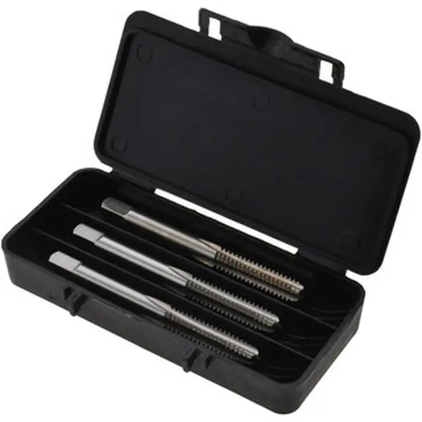 Value Collection 3-Pc Right Hand Tap Set, 1/4-20 UNC Threads, 4 Flute, High Speed Steel, Bright Finish, 2-1/2" OAL, MSC-