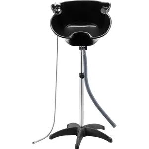 VEVOR Portable Shampoo Bowl, Deep Shampoo Sink with Adjustable Height Angle, Includes Drain Hose, Shower Head, Lightweight Hair Wash Basin for Barber Salon Spa Center Home Use, BlackVEVOR Super Brand Day