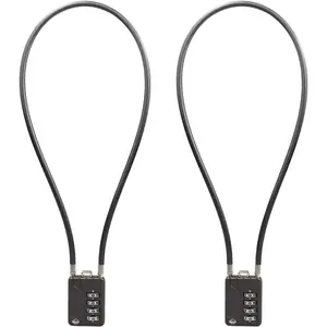 4 Digit Cable Combination Locks 19.6 inches Bold Cable for School Gym Locker,Helmet,Filing Cabinets,Toolbox,Luggage Suitcase,knapsack,Gun Black 2Pack