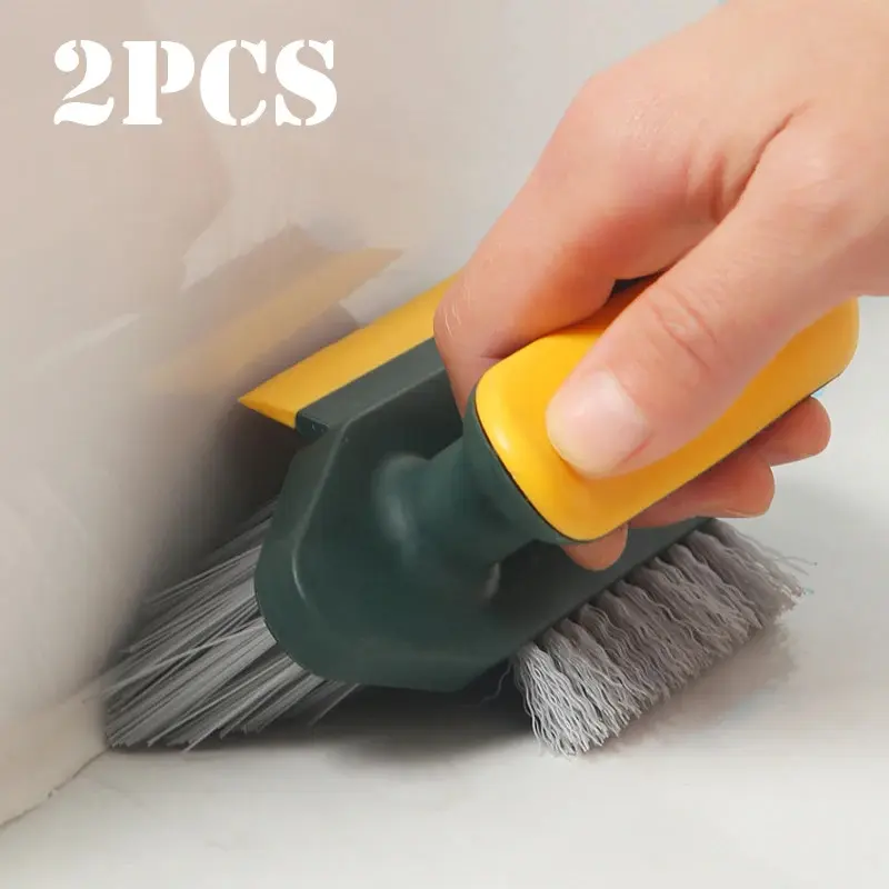 1/2pcs 4-in-1 Grout Brush with Squeegee Durable Bristles Heavy-Duty Scrub Brushes for Cleaning Tile Grout Kitchen Bathroom