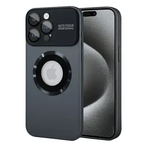 Large window frosted glass with magnetic case iPhone 13-15pro max Graphite black