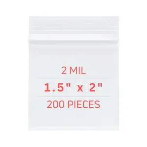 Plastic Resealable Bags, 2x1.5 inches, 2mil Thick, Pack of 1000 Mini Baggies