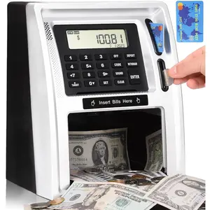 Upgraded kids talking atm piggy bank for real money with poweroff memory real voice prompt autoopening drawer onekey shutdowndepositwithdrawaltarget setting electronic savings machine