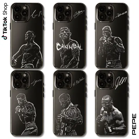 MMA All Legends Signature Phone Case, Legendary Fighters Collection, Iconic Fighters Black Phone Cover, Gifts For Fight Night Boxing, 17 Air Pro Max