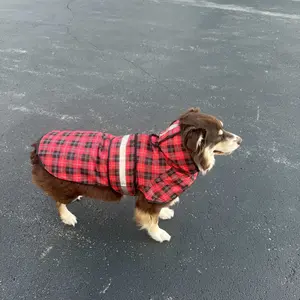 HDE Patterned Dog Raincoat with Hood - 100% Durable Reflective Polyester, Waterproof Coating, Fully Adjustable Strap, Universal Fit, Harness Opening, Dry Protection, Safety Outfits