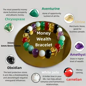 Money Wealth Bracelet Natural Healing Crystal Gorgeous Stone Gemstone Jewelry Energy Love Girlfriend Boyfriend Souvenir Valentine Anniversary New Year Christmas Halloween Birthday Gift