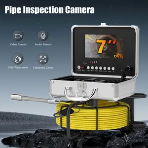 7inch Sewer Pipe Inspection Camera Drain Sewer Pipeline Industrial Endoscope DVR Video Recording 100ft/30M Cable