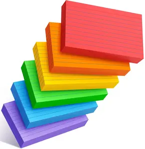3x5 Inch Ruled Neon Index Cards - 300 Count (50 Each), Office Stationery Flash Cards for Studying