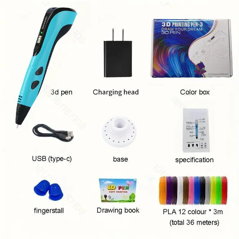 3D Printing Pen 8-Piece Deluxe Set - USB C Charger, Type-C Charging Cable, Base, Picture Album, 36m PLA Consumables - Creative DIY Sculpture Kids Toy for Birthdays,summerwins