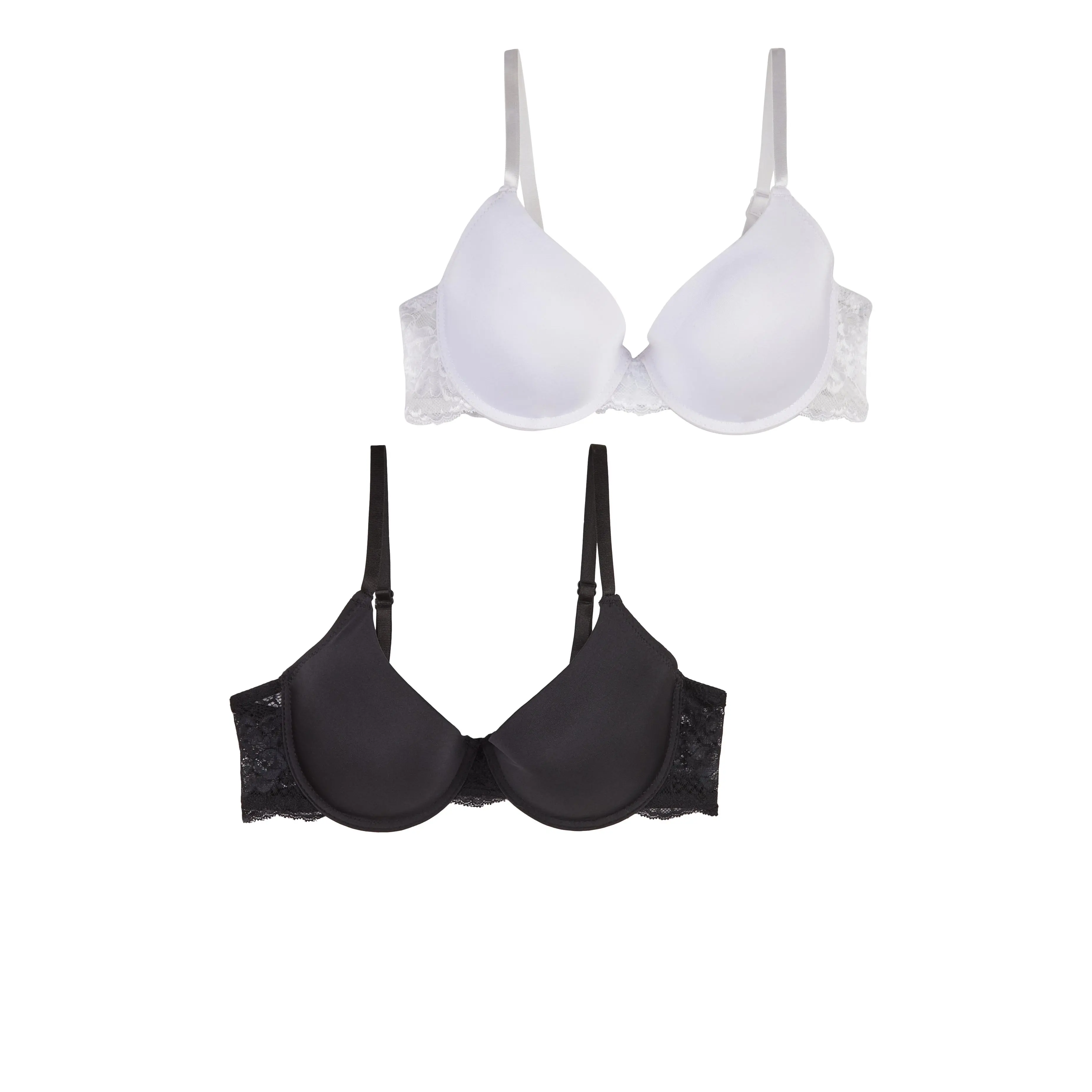 Lace Detail Plunge Bras 2 Pack