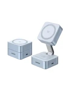 UGREEN 25W Magflow Wireless Charger 2-in-1 Magnetic Charging Station for iPhone 17/16/15/14/13/12 Pro Max, Fast Qi2 Certified Foldable Stand with USB-C Port, Compatible with AirPods, Dual Device Charging,TikTokShopSpringGlowUp,Greenish