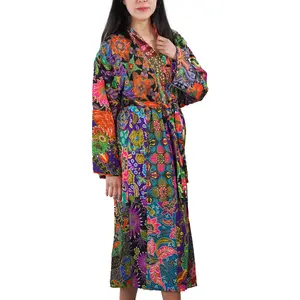 Handmade Thick Quilted Quilt Printed Robe Kimono, Regular Size, Upcycled, Coachella