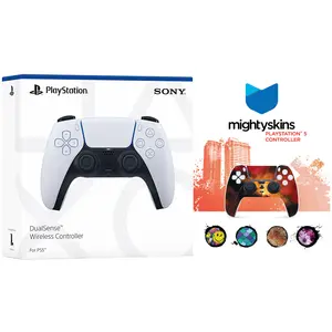 Sony PlayStation 5 DualSense Wireless Controller with MightySkins Custom Decal Skin Voucher - Glacier White