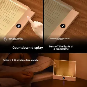 Smart LED reading light, dimmable LED reading light, rechargeable desktop reading light, timed off, three-color adjustable, ideal for bedtime reading and home study-+hn1216-2