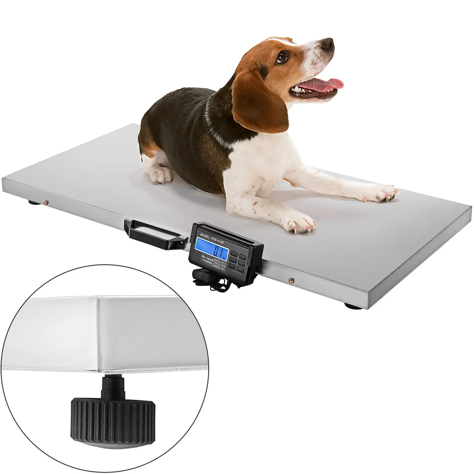 【summerfinds】VEVOR 880Lbs x 0.2Lbs Livestock Scale Shipping Scales Large Platform 40.6x20.9Inch Stainless Steel Vet Scale Industrial Floor Scale Large Animal Dog Pig Scale Goat Weight Scale Pet Digital Scale