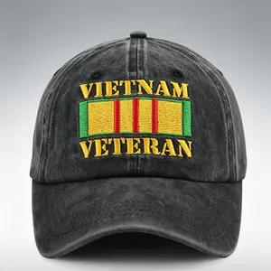 Vintage Distressed Vietnam Vet Embroidered Dad Hat
