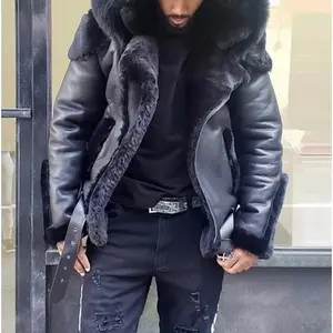 2025 Autumn Winter Zipper Jacket Men Thickened Motorcycle Coat Leather Jacket