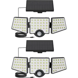 Solar Lights for Outside, WL5000 Motion Activated  Lights, Separate Solar Panel, 3 Adjustable  270? Wide Lighting Angle, IP65  Wall Lamp for Porch Yard Garage, 2 Packs