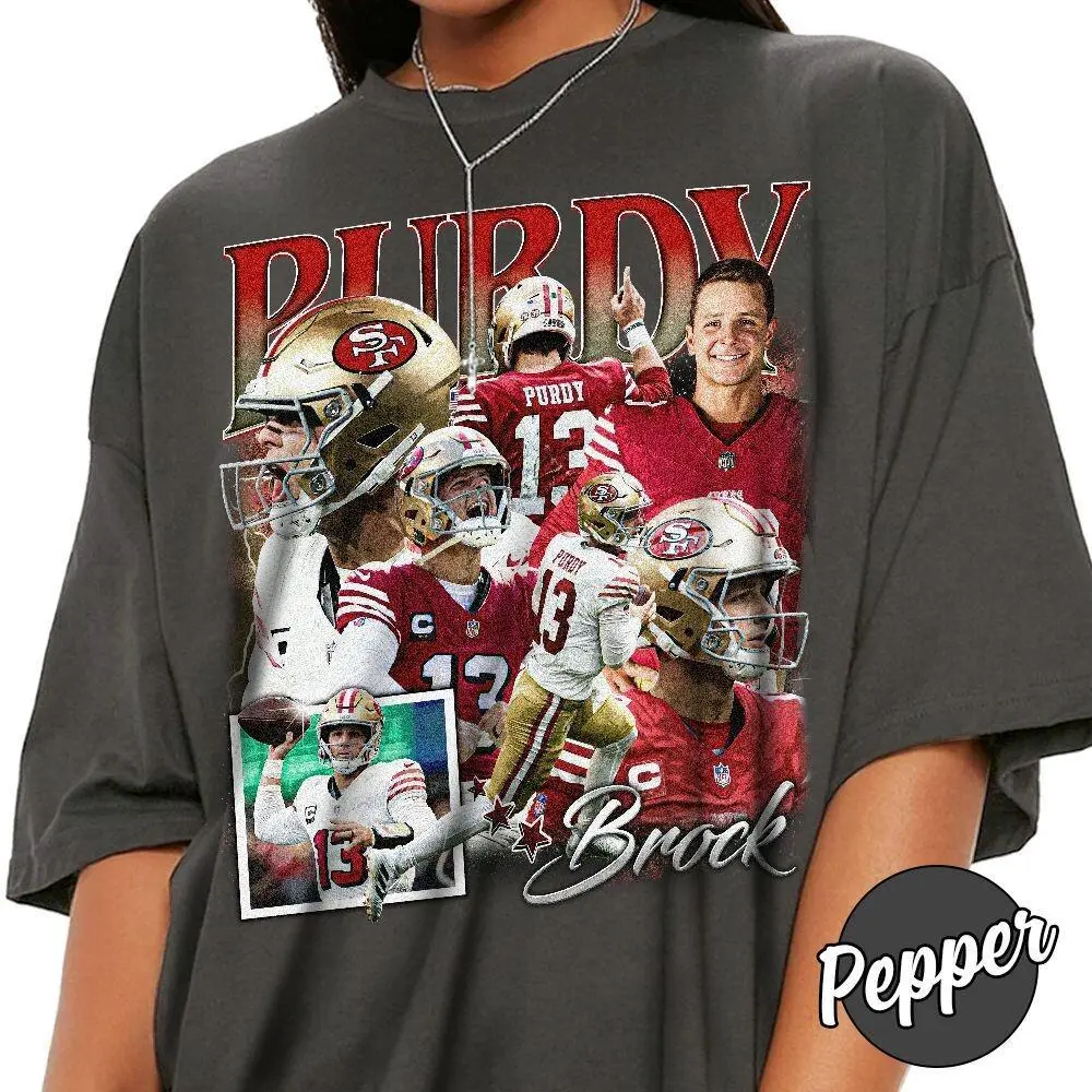 Comfort Colors Brock Purdy T-Shirt, Football American Graphic Vintage T-Shirt, Football 90s Bootleg Inspired Gift Fan, Game Day Gift For Football Fans
