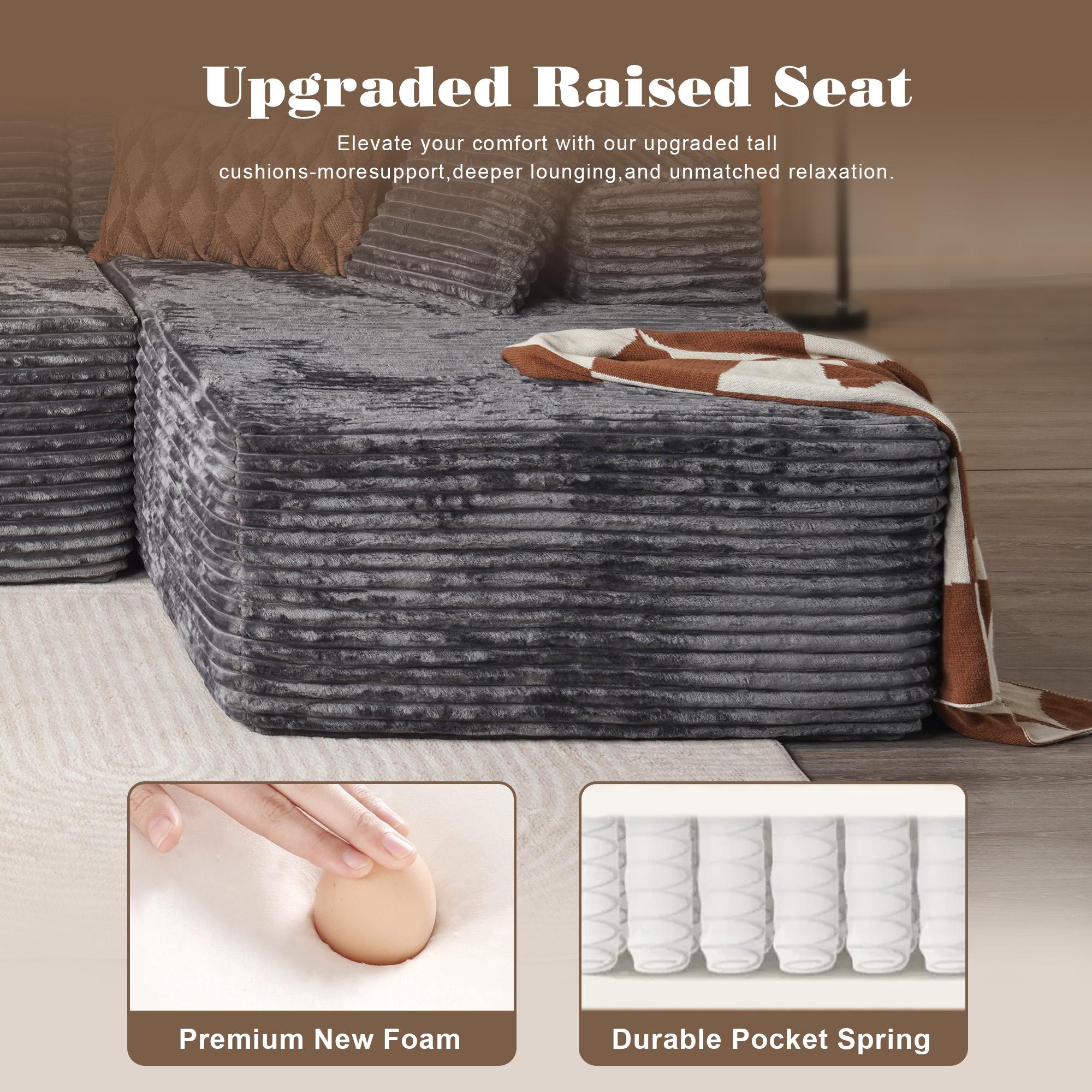 XIZZI 135" Cloud Sectional Couch with L-Shape Chaise,Modern Modular Sofa with Deep Seat, Upholstered Couches for Living Room Bedroom,No Assembly Required