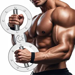 HMN Stainless Steel Hand Strength Training Device Resistance Adjustable Multi-Functional Burn Machine Arm Workout Trainer 360 Degree Rotatable Forearm Exerciser Suitable for Home and Gym Workouts